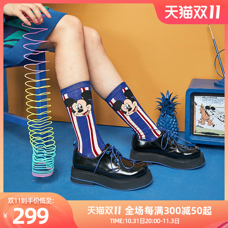 littlegood×two or three things joint retro small leather shoes women's spring thick-soled heart-shaped small single shoes all-match college