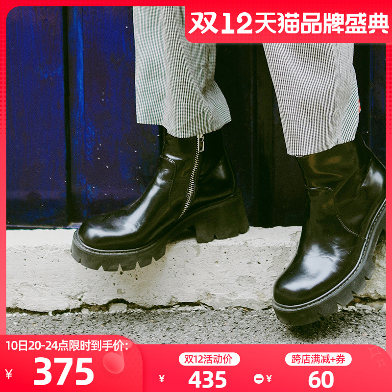 littlegood British high-top Martin boots women's 2022 autumn and winter new thick-soled retro motorcycle boots college style