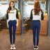 Xuân 2018 mới quần jeans Hàn Quốc nữ chín điểm đen eo cao co giãn chân mỏng học sinh dài bút chì quần bò đen nữ Quần jean