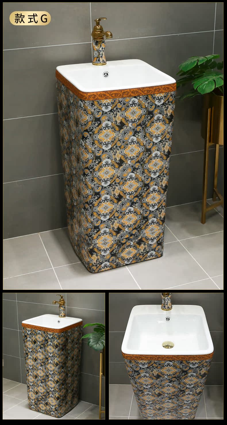 European ceramic column basin vertical integrated art pillar lavabo floor toilet lavatory sink