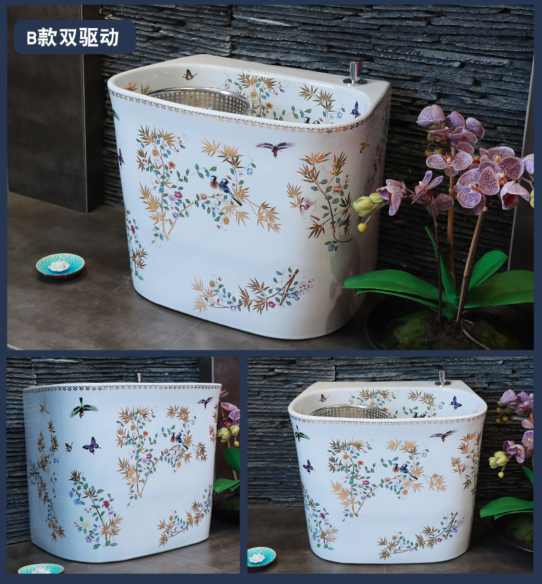 Double drive ceramic art restores ancient ways the mop pool balcony toilet wash basin floor type large mop pool