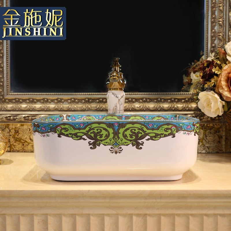 European stage basin to a square household sink art lavatory basin colored square ceramic lavabo