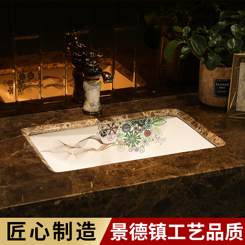 Gold cellnique art ceramics undercounter public toilet lavabo ceramic sinks embedded small size
