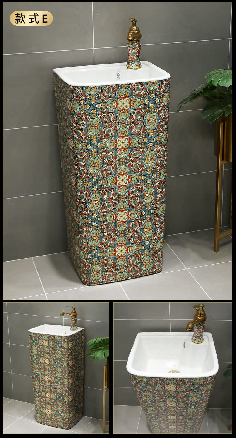 European ceramic column basin vertical integrated art pillar lavabo floor toilet lavatory sink