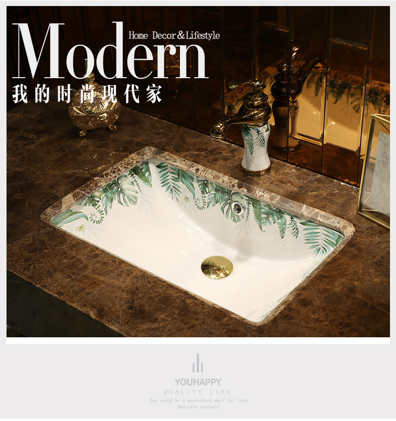 Ceramic undercounter lavabo square Ceramic basin washing a face embedded household small family toilet wash basin