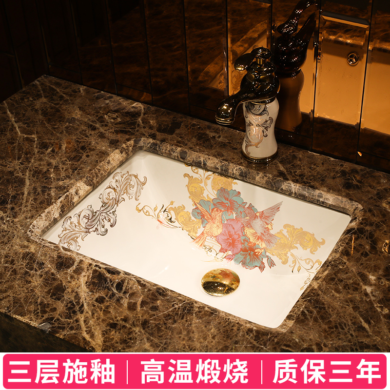 Fashion art ceramic wash basin rectangle embedded undercounter toilet lavabo balcony small basin