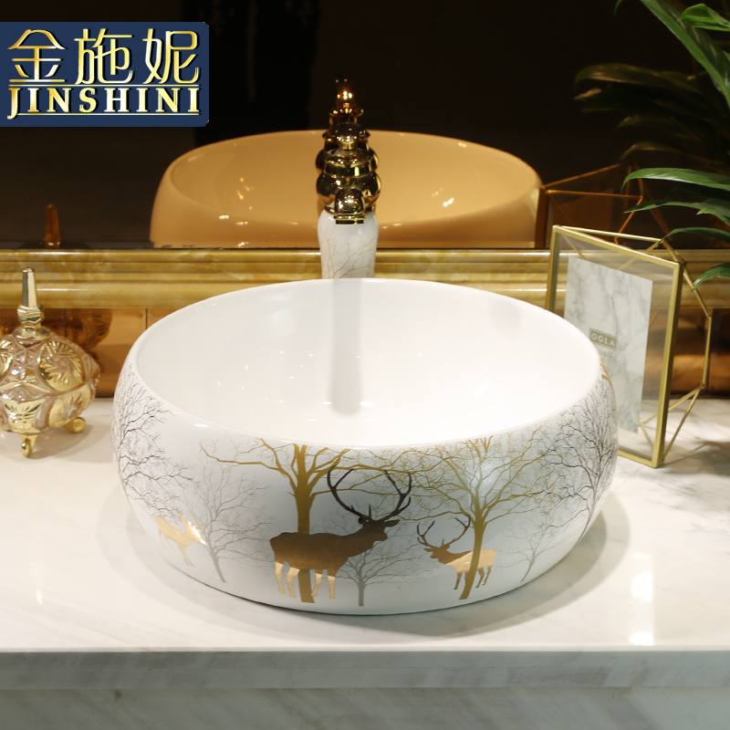 North European ceramic round the stage basin sink household toilet wash basin sinks trumpet creative arts