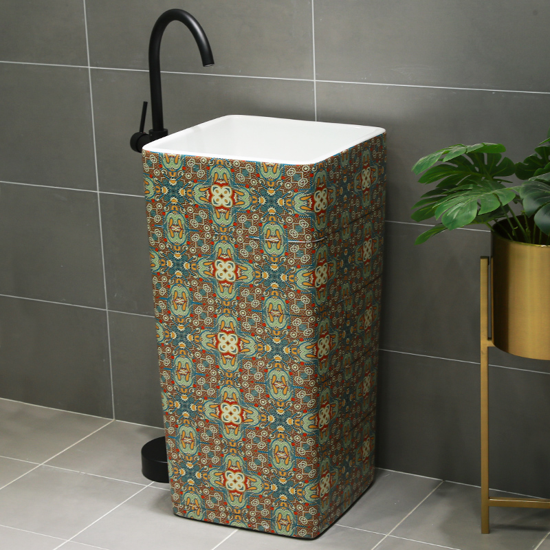 European ceramic column basin vertical integrated art pillar lavabo floor toilet lavatory sink