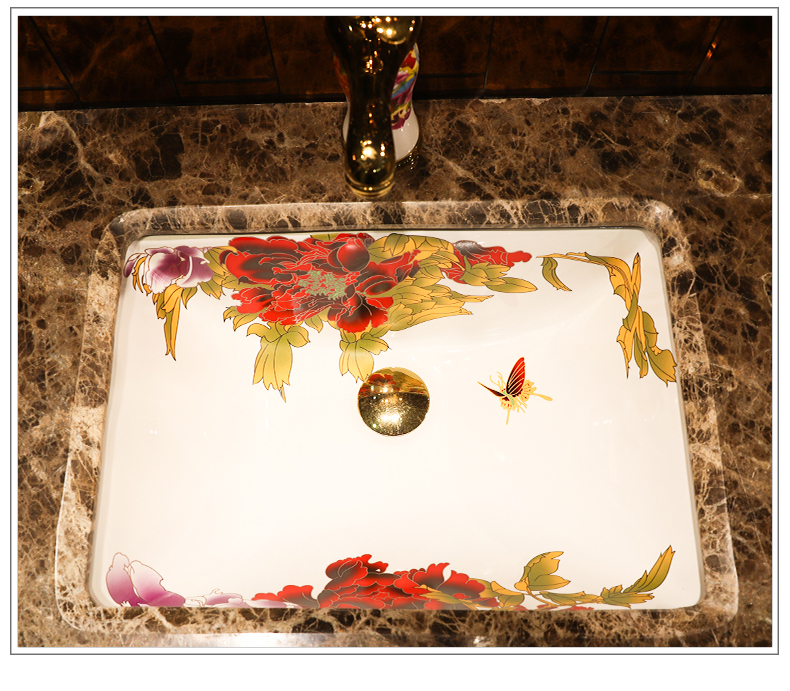 European art square sinks household ceramics undercounter basin bathroom basin embedded in the sink