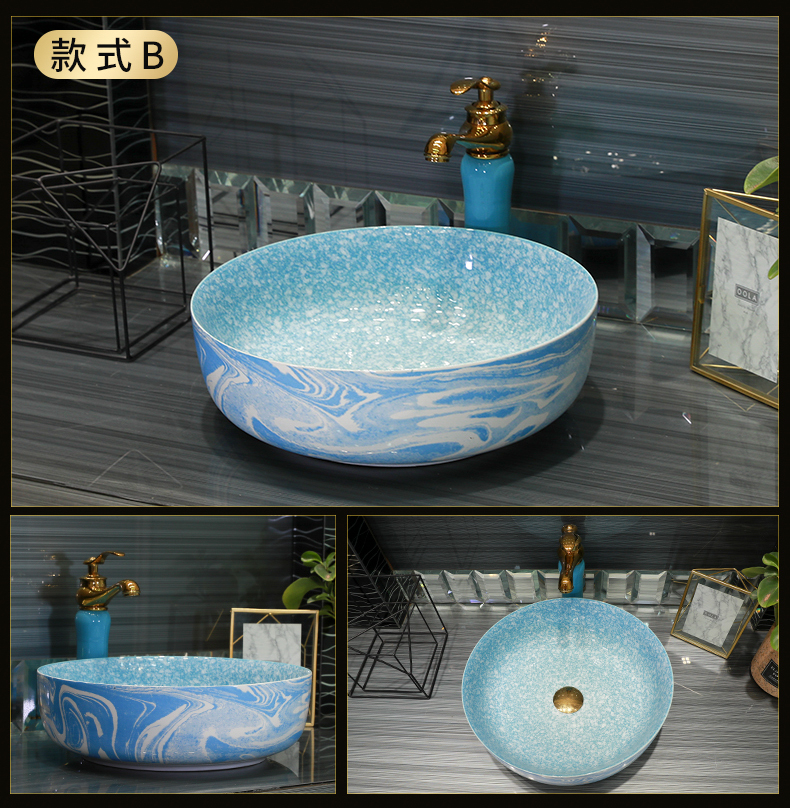 Basin of northern Europe on household square shape toilet lavabo single Basin ceramic multicolor lavatory pool balcony Basin