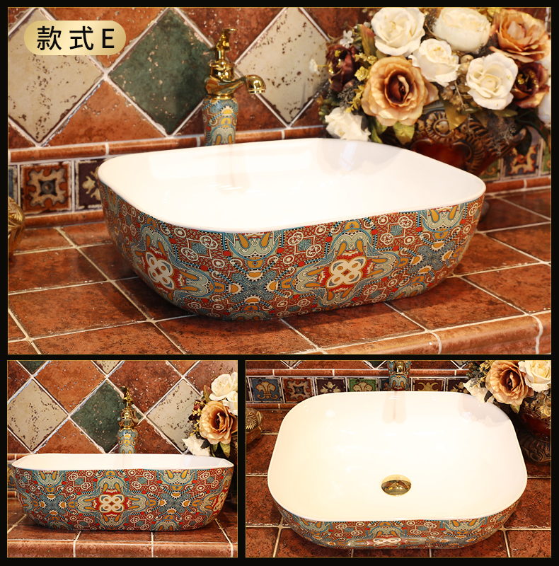The stage basin square for wash basin of household toilet lavabo Europe type restoring ancient ways of ceramic art basin lavatory basin