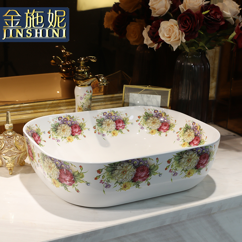 Ou rose stage basin rectangle lavabo home for wash gargle ceramic wash basin to trumpet art on the balcony