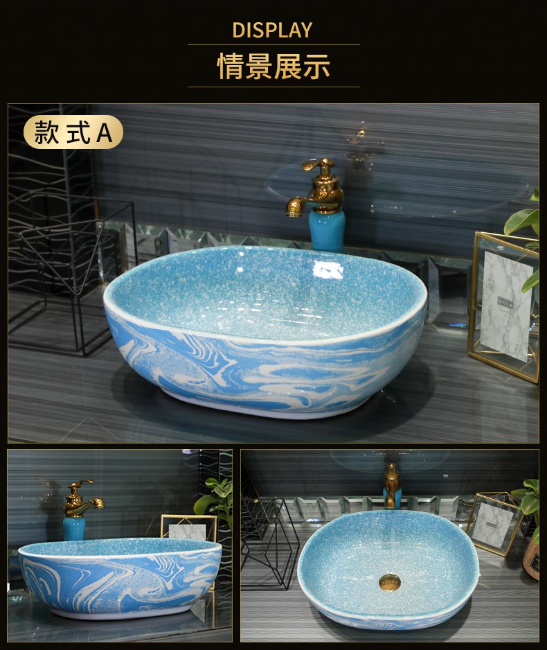 Basin of northern Europe on household square shape toilet lavabo single Basin ceramic multicolor lavatory pool balcony Basin