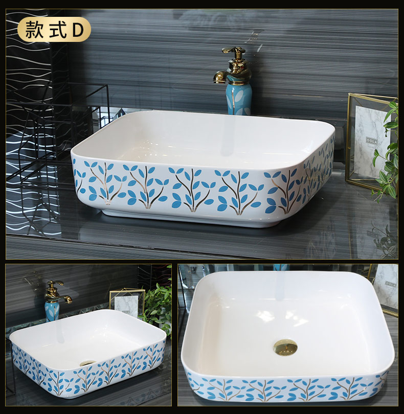 Gold cellnique stage basin to simple rectangular balcony commode ceramic toilet basin sink household