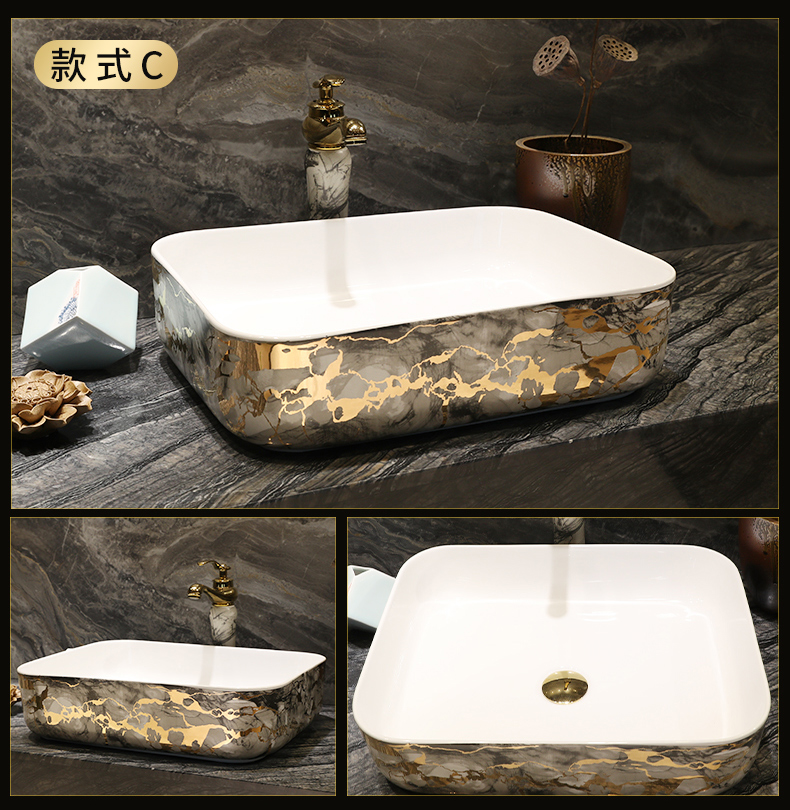 On the ceramic basin of Chinese style restoring ancient ways of household square fashion art toilet lavabo for wash dish washing basin