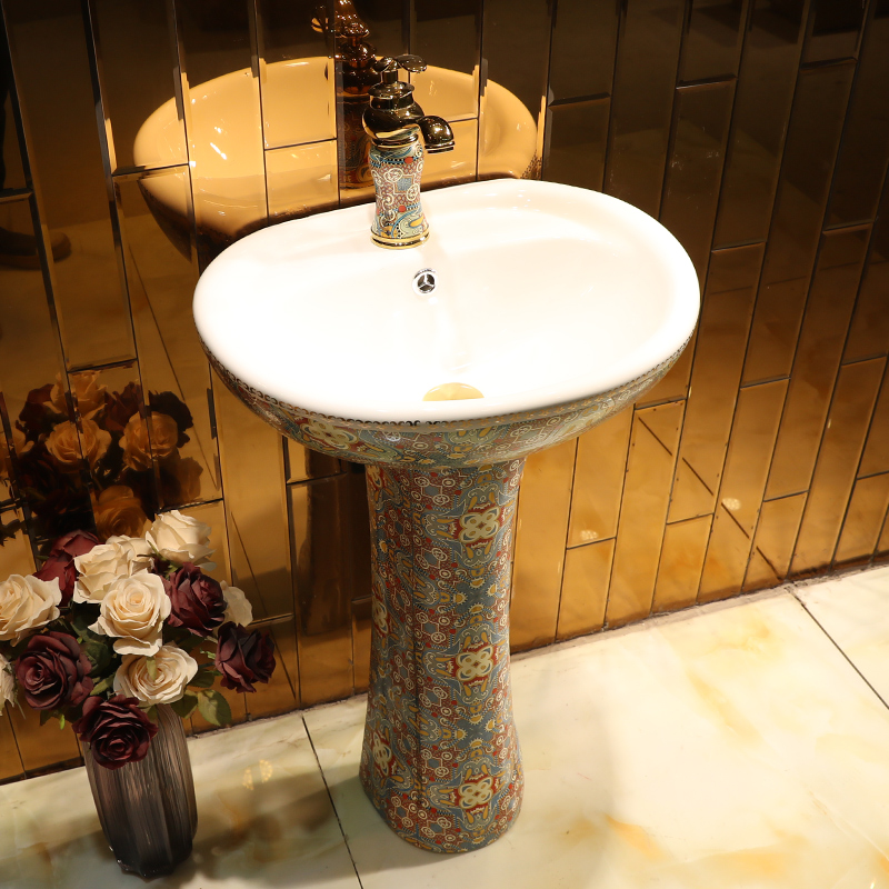 Gold cellnique provence continental basin of wash one balcony ceramic basin of pillar type lavatory toilet column of household