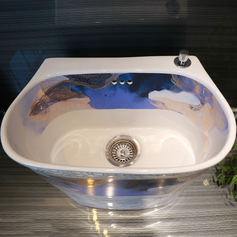 Gold cellnique mop pool slot mop pool ceramic household balcony floor mop pool side drainage basin in the bathroom