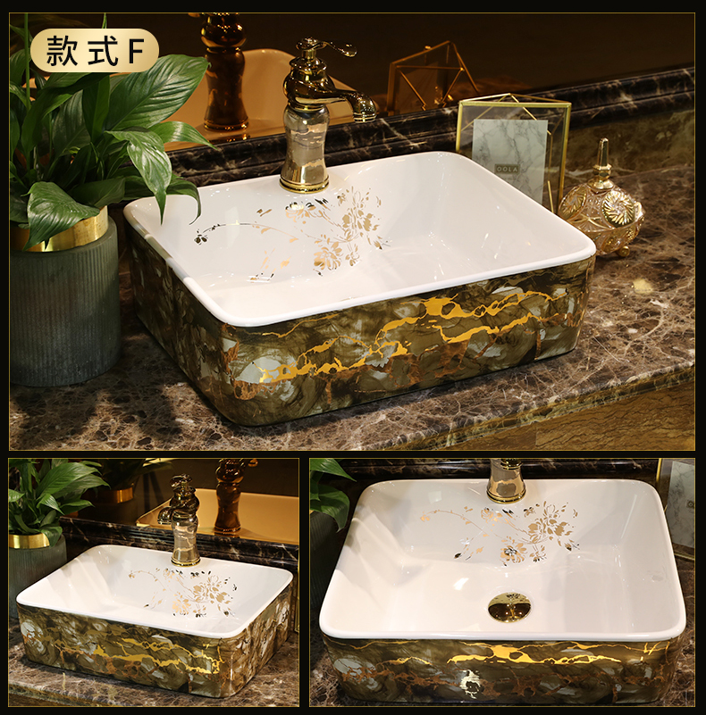 The stage basin ceramic lavabo art household Mosaic gold oval for wash basin toilet stage basin sinks