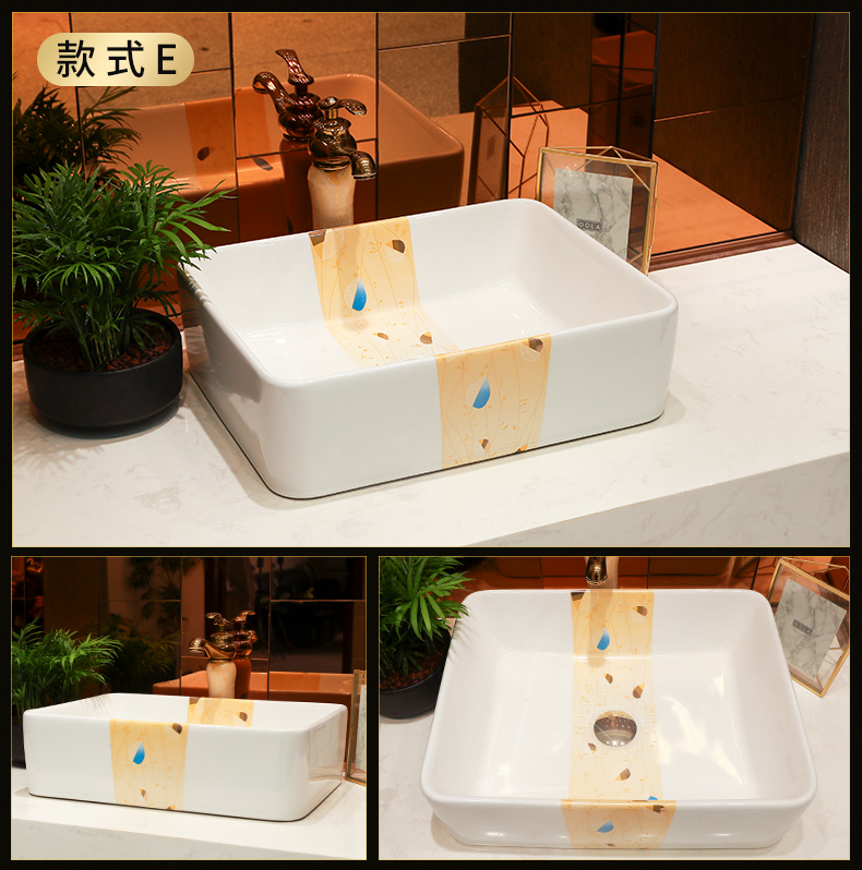 Gold cellnique Japanese stage basin rectangle lavabo household contracted wind stage basin ceramic lavatory basin of small balcony