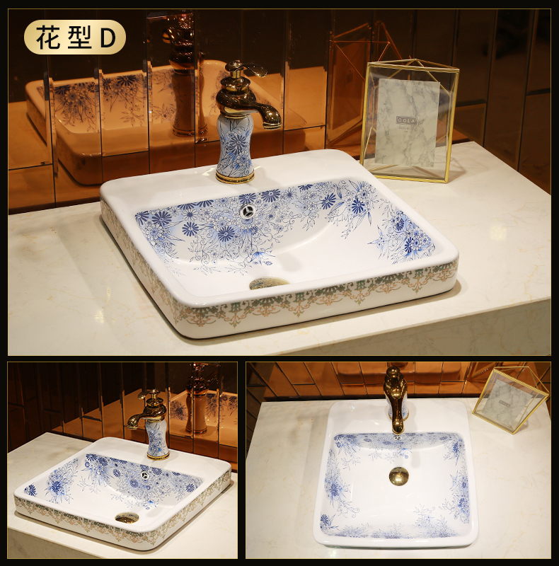 Square ceramic half embedded in taichung basin sinks single basin household art stage basin sink basin