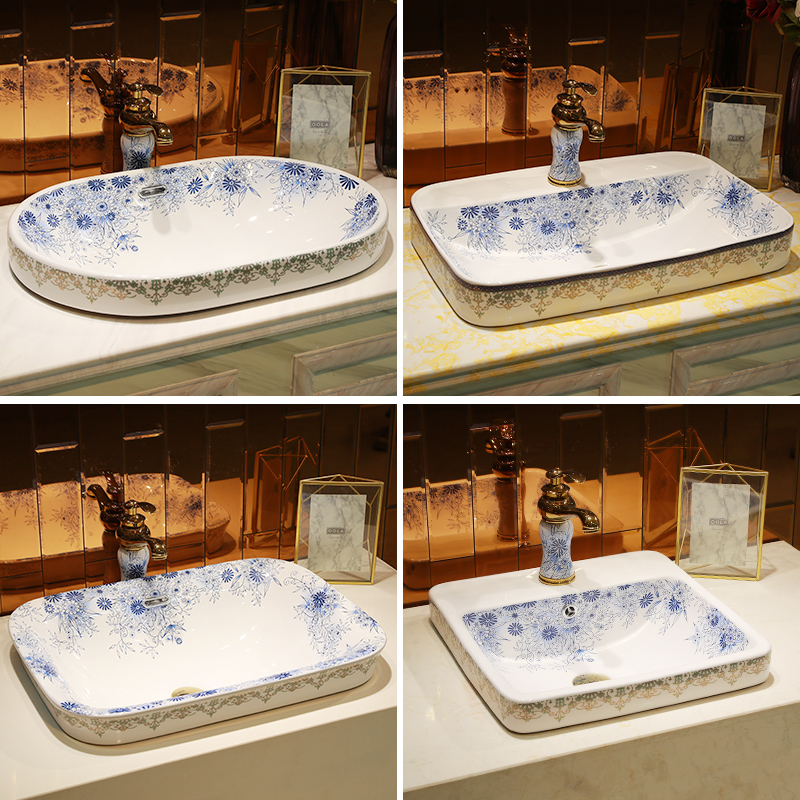 Chinese pottery and porcelain of jingdezhen half embedded in taichung basin sinks single art basin basin sink