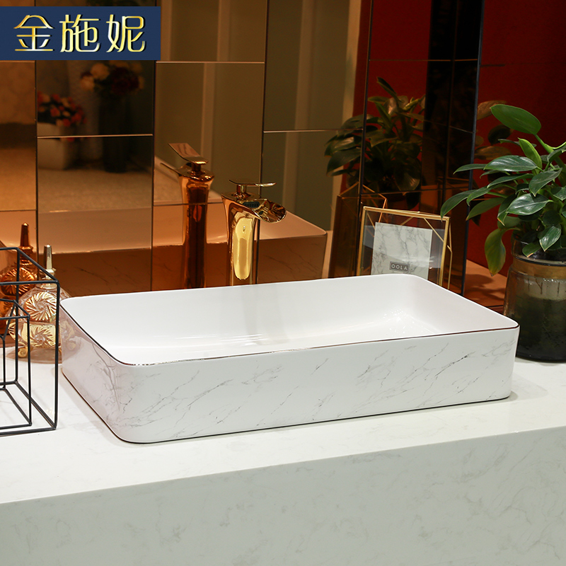 Gold cellnique stage basin basin ceramic lavatory household balcony toilet lavabo single basin pool small size