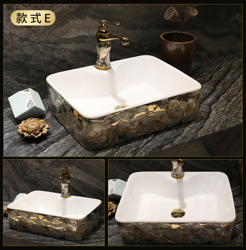 On the ceramic basin of Chinese style restoring ancient ways of household square fashion art toilet lavabo for wash dish washing basin