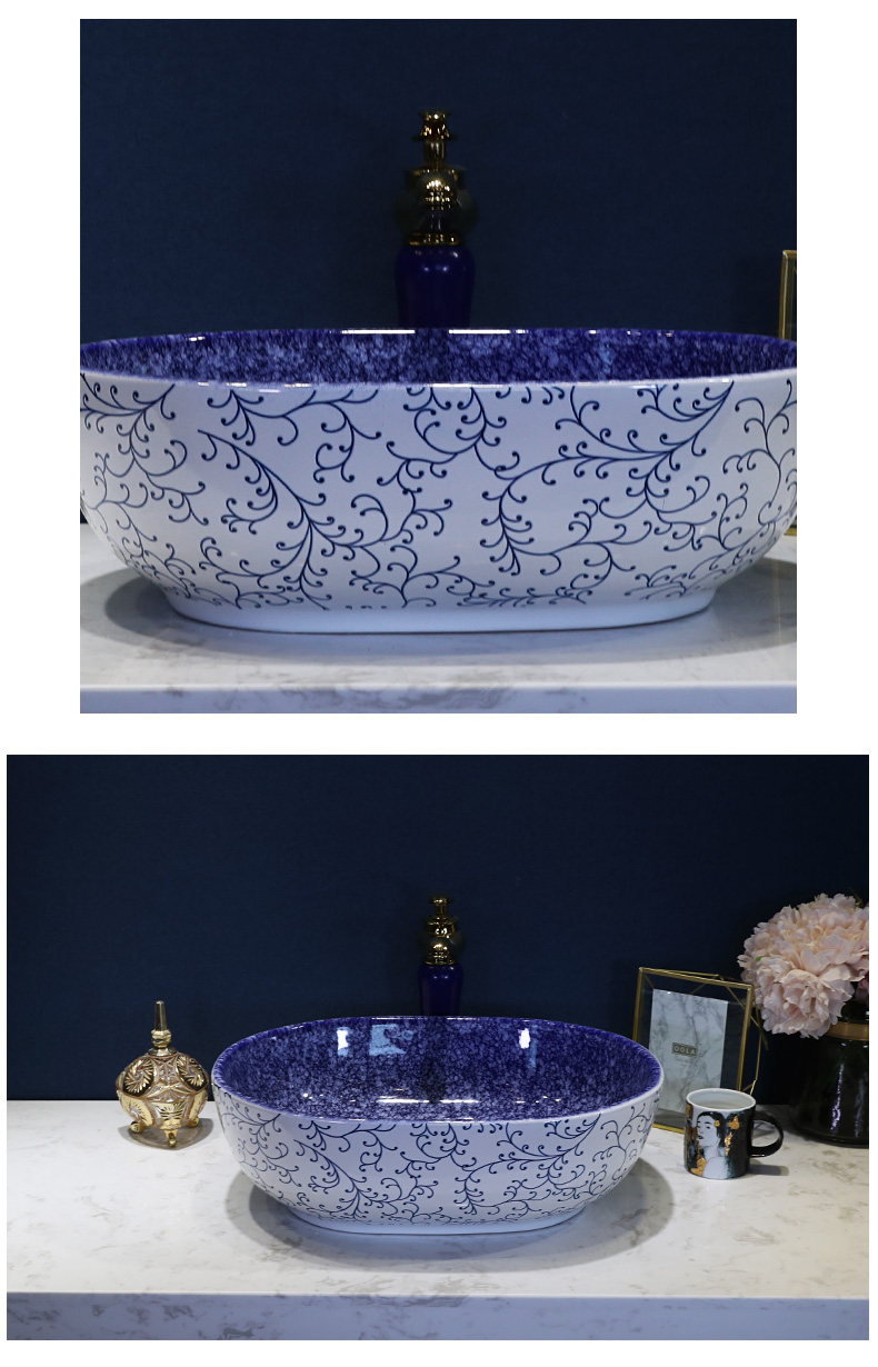 Jingdezhen ceramic stage basin sink elliptic toilet basin washing a face wash gargle household art basin