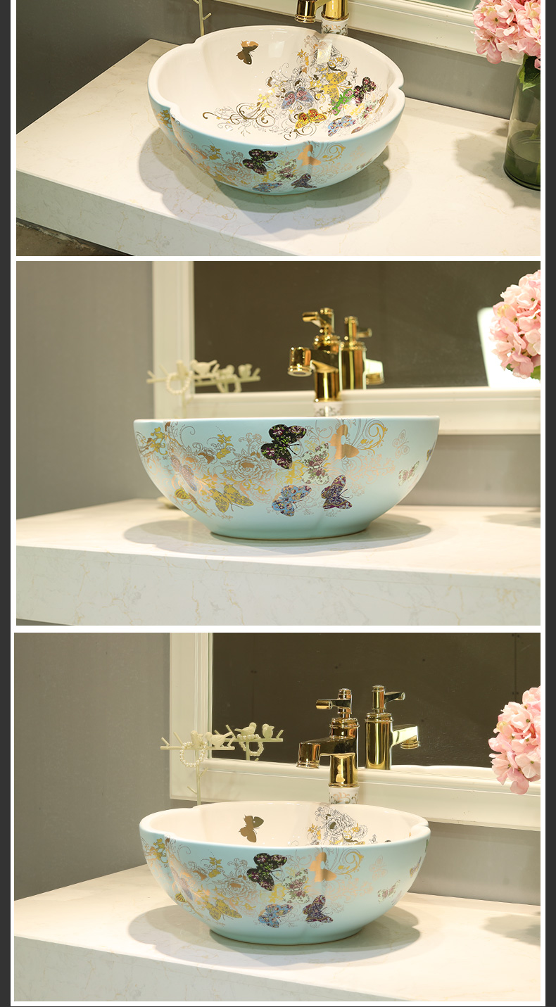 Gold cellnique jingdezhen ceramic bowl lavatory toilet lavabo art basin recent on stage