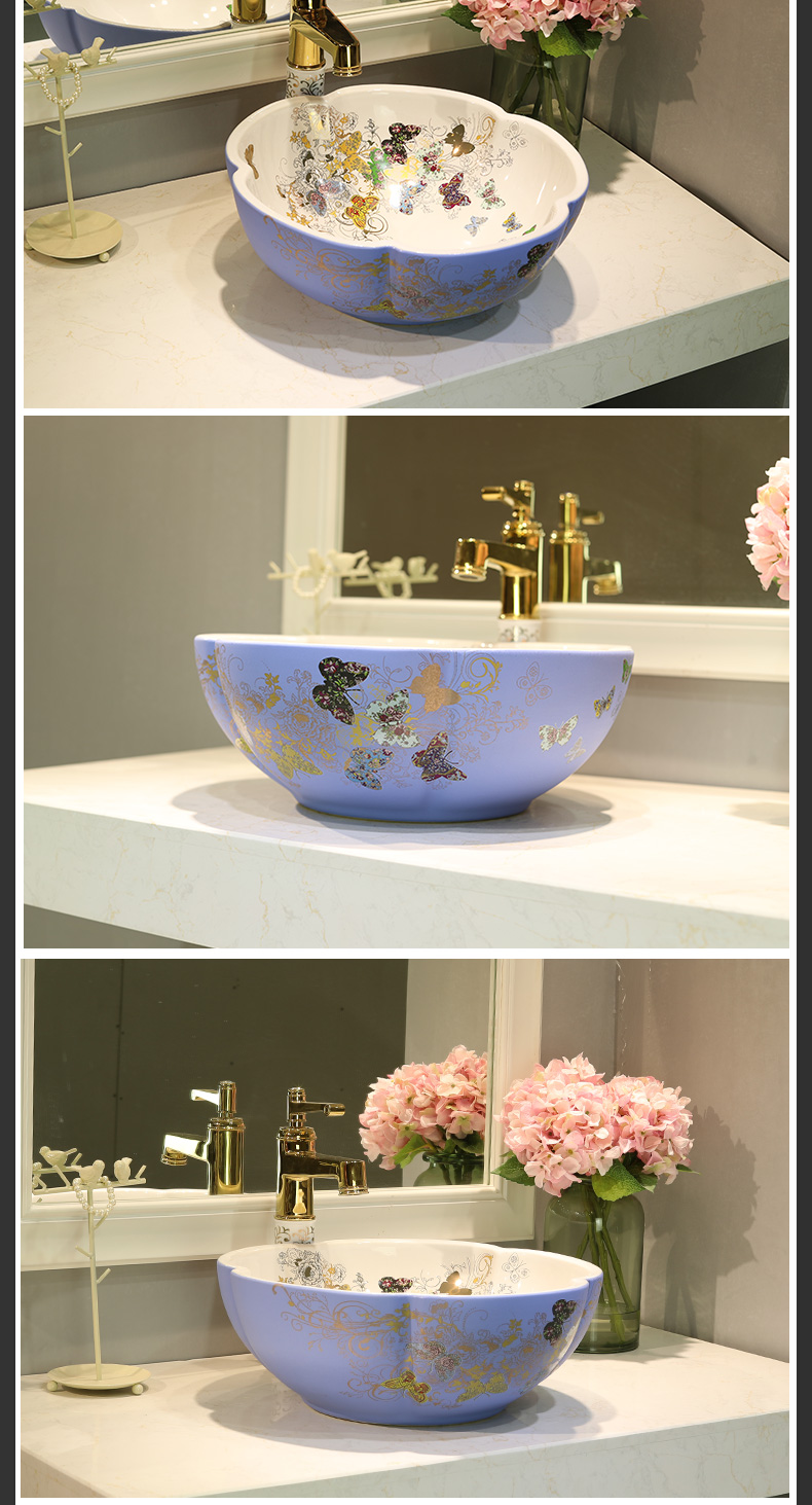 Gold cellnique jingdezhen ceramic bowl lavatory toilet lavabo art basin recent on stage