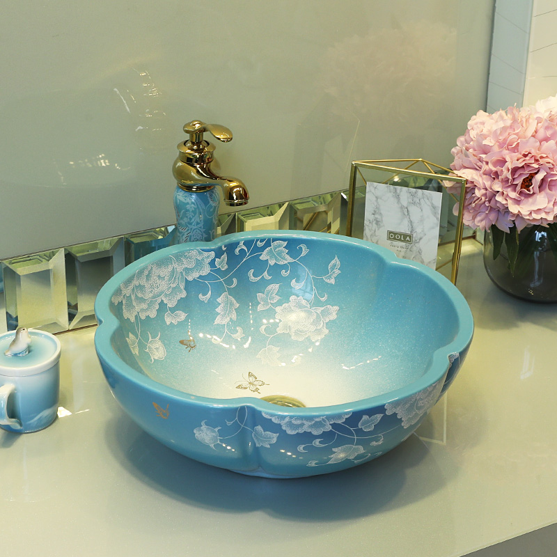 Stage basin to jingdezhen European - style lavabo household creative ceramic art contracted basin basin sinks