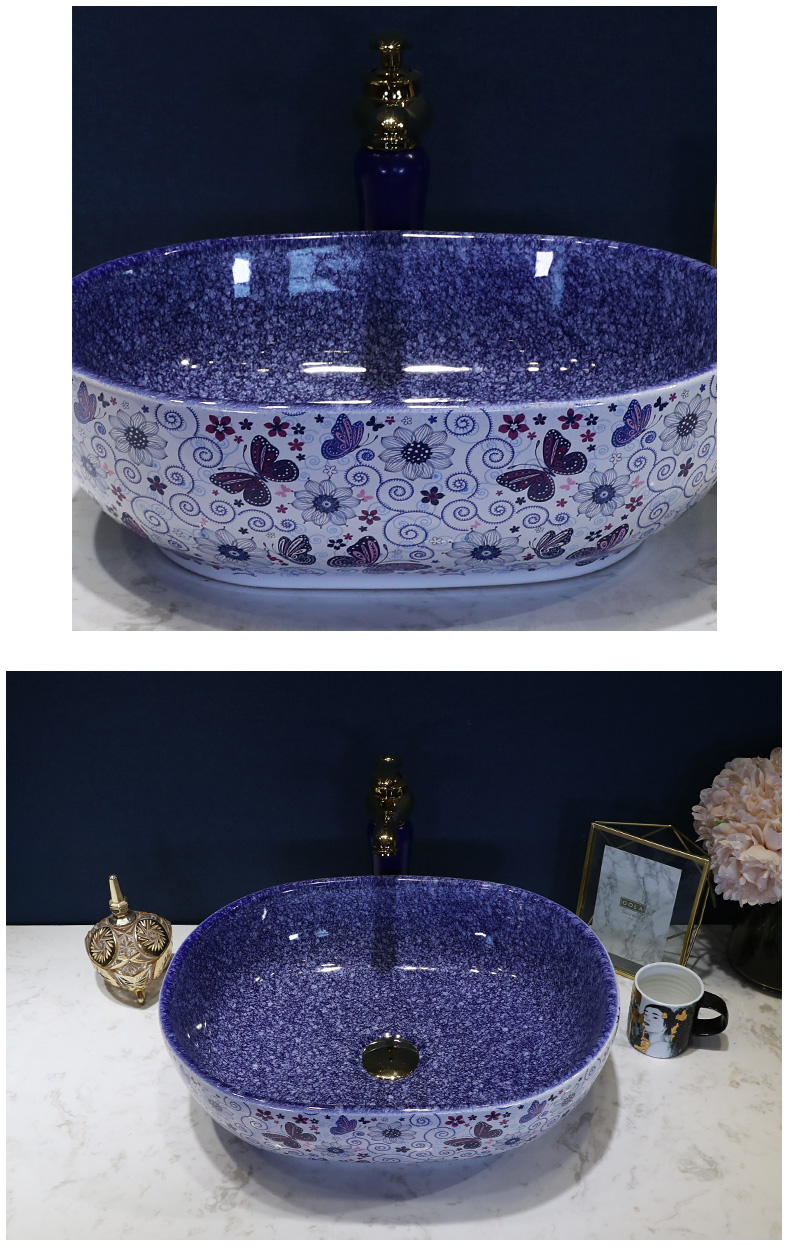 Jingdezhen ceramic stage basin sink elliptic toilet basin washing a face wash gargle household art basin