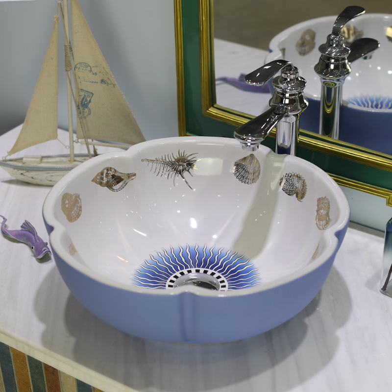 Gold cellnique jingdezhen ceramic sanitary ware art stage basin sink basin bathroom sinks underwater treasure