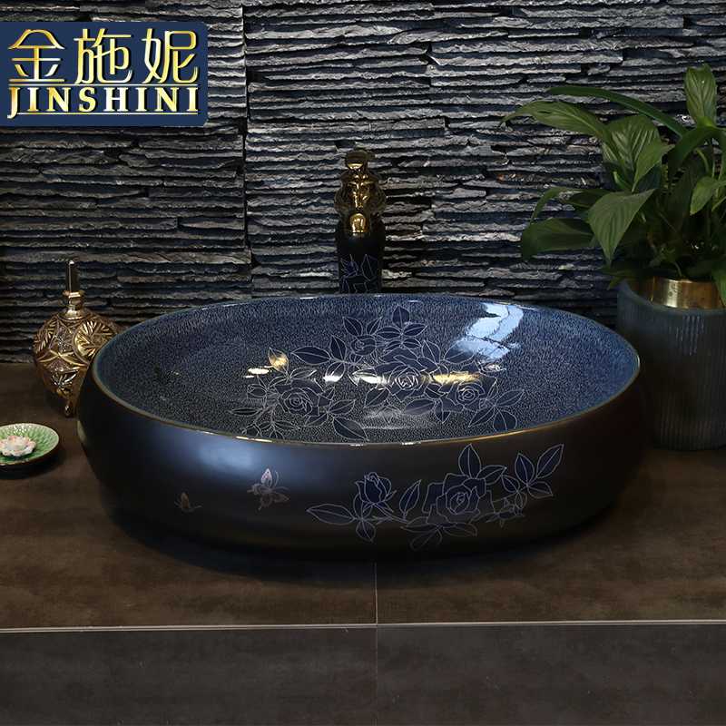 The Fashion of ceramic wash a face to the stage basin oval household washing basin bathroom balcony rectangular art basin