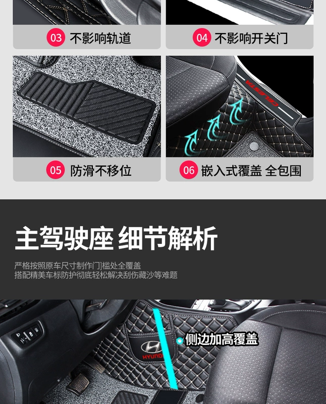 Thảm lót sàn Hyundai Yuedong Bắc Kinh bao quanh toàn bộ xe đặc biệt mẫu 2011 2009-10 mẫu cũ 2020 thảm lót sàn xe mới thảm lót sàn santafe 2020