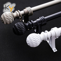 Thickened aluminum curtain rod track mute Roman rod Japanese simple Nordic style single rod double rod top side mounted