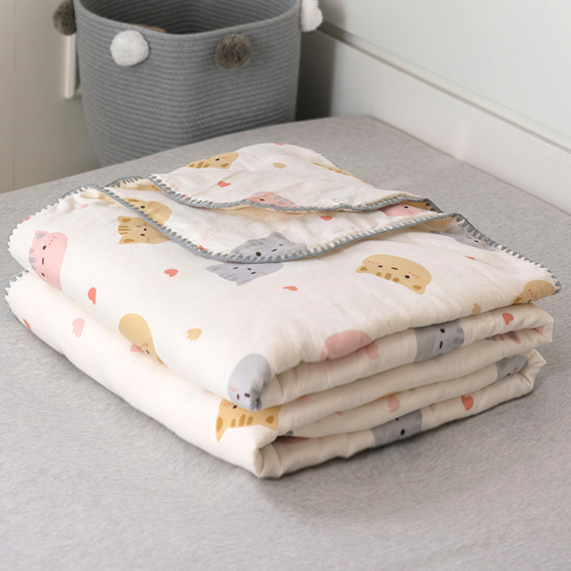 Class A pure cotton cool quilted by 80 bilayer yarn Soybean Air Conditioning by Whole Cotton Summer Single Double Thin Quilt Children