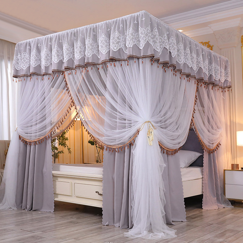 Bed Curtain Mosquito Net One-piece 1 5m 1 8m Bed Shading Landing Princess Bed Mantle Home Bedroom Mantle Yarn with bracket