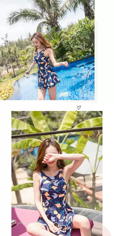 Áo tắm nữ 2018 mới váy mỏng xẻ hai mảnh bảo thủ che bụng đồ bơi