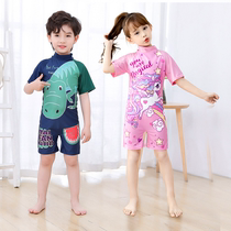 Cute girl leisure swimsuit seaside small children swimwear short sleeve surf suit one-piece swimsuit anti-quick drying