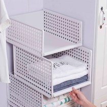 Clothes container box drawer type collection basket plastic separated multi-layer closet packing box shelf