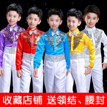 Childrens straps costumes boys sequins chorus autumn and winter pupils boys chorus dance performance costumes
