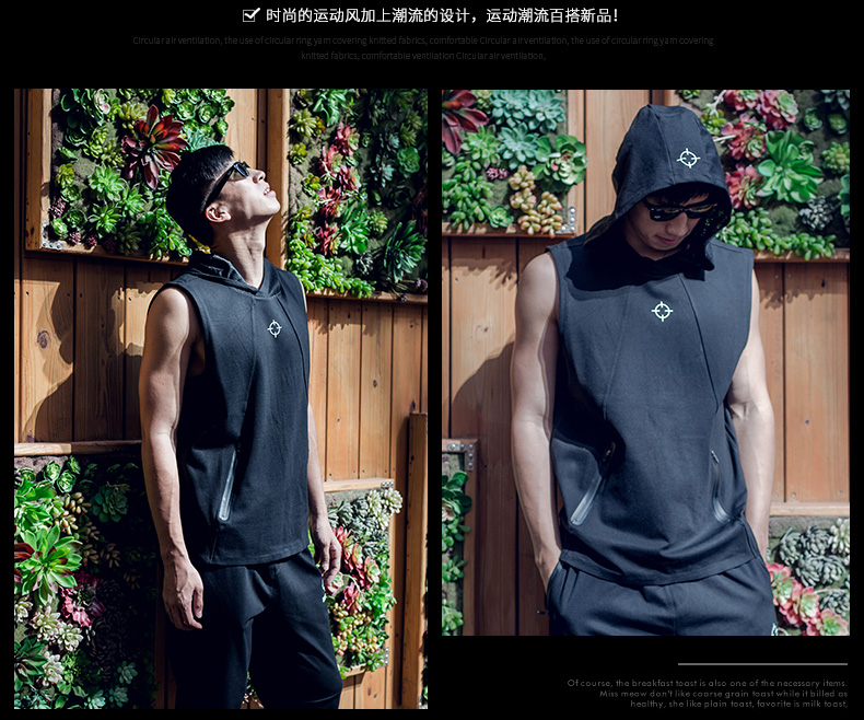 16-year new bóng rổ vest nam casual loose trùm đầu áo len không tay vest giải phóng mặt bằng áo tank top gym nữ