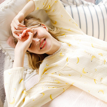 Dream honey Spring and Autumn Moon clothes winter large size pregnant womens pajamas womens cotton postpartum lactation suit maternal pajamas