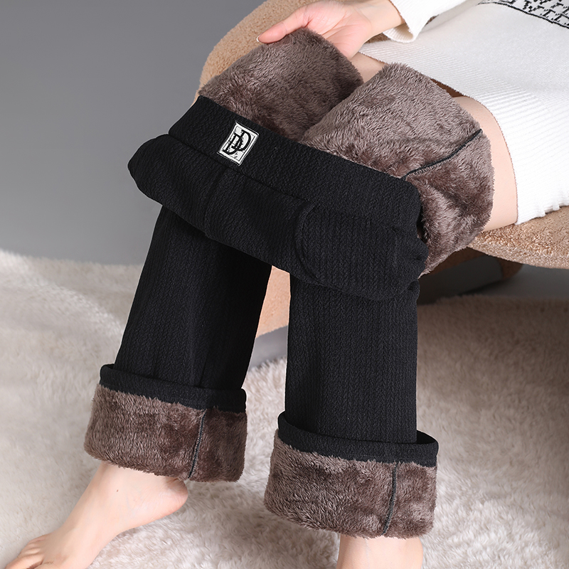 Gush horn pants woman autumn winter 2023 new exploits women's pants thickened micro-lads winter warm lamb suede pants-Taobao