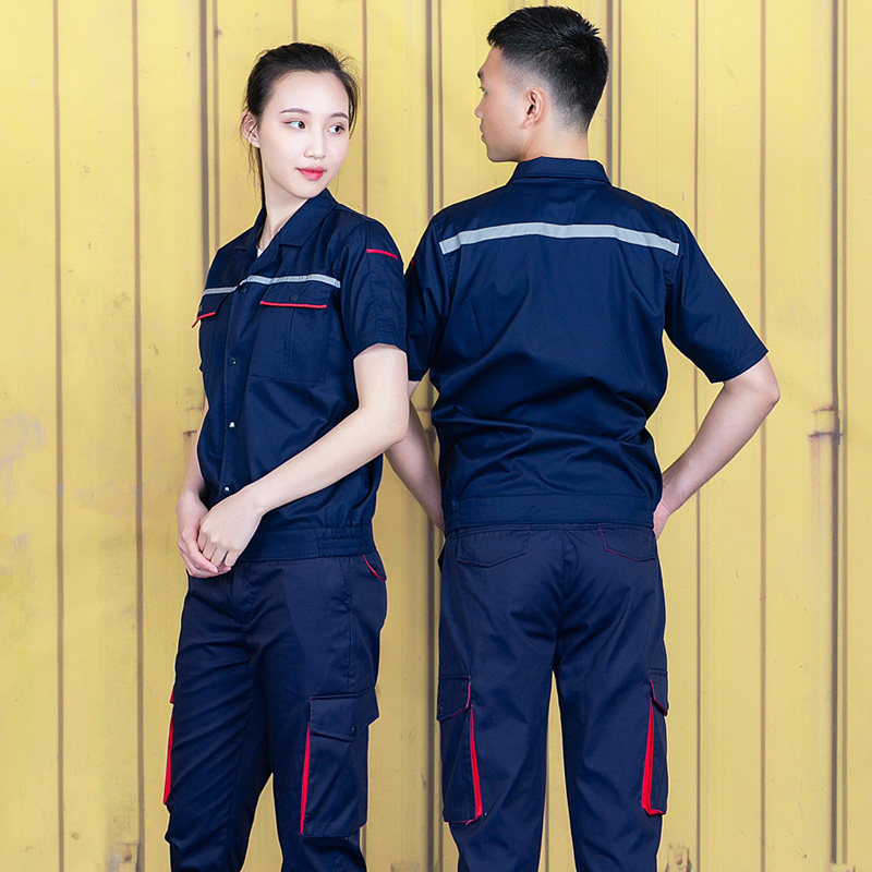 Work clothes suit men's summer short sleeve thin section abrasion resistant steam repair work clothes jacket decoration custom electric welding workwear protection