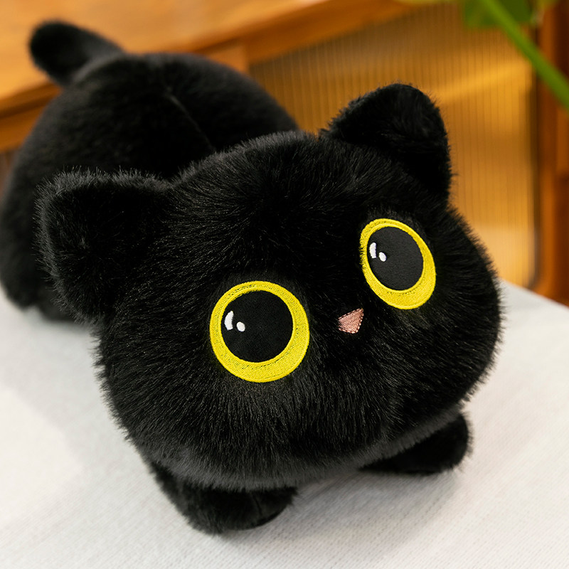 Лежачая поза черная кошка кошка кукла подушка мальчики и девочки спят плюшевая игрушка дети держат в руках спящую куклу подарок для куклы