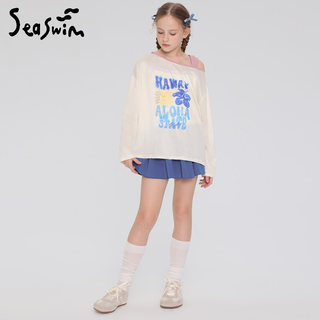 Children's Swimwear for Girls, 2025 New Style, Two-Piece Long-Sleeved Swimsuit for Older Children, Conservative Swimwear for Middle and High School Students