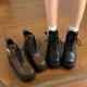 厚底英伦风马丁靴女款2025春季新款网红爆款小个子增高黑色短靴子