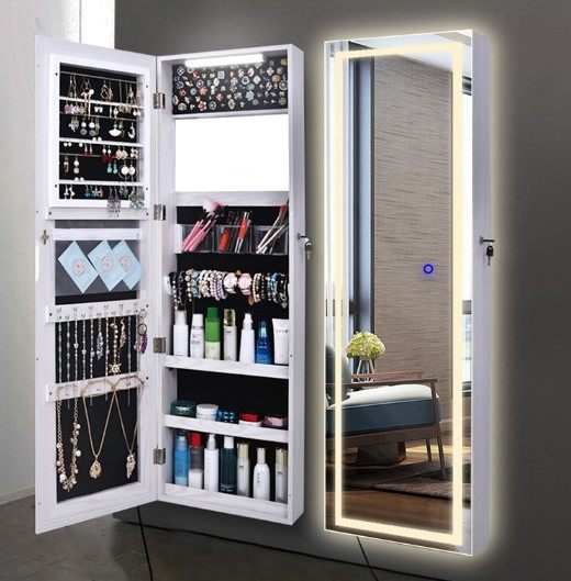 tủ gương treo tường Gương trang điểm tủ quần áo gia đình nữ gương treo tường có đèn tủ đựng đồ phòng ngủ gương soi toàn thân đơn giản hiện đại tủ gương đứng tủ đựng mỹ phẩm có gương